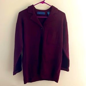Karen Scott maroon button up sweater with pockets size medium
